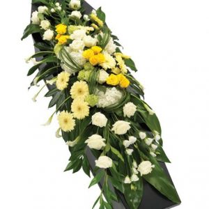 Flowers for the casket are usually chosen by the immediate family of the deceased, so if you are a more distant relative or friend, it may be more appropriate to send a smaller arrangement or plant, or to place a wreath at the graveside. You can also send sympathy flowers for the family of the deceased to their home where they can enjoy them for longer. If it's appropriate for you to send funeral flowers, you can see a wide range which we have picked here